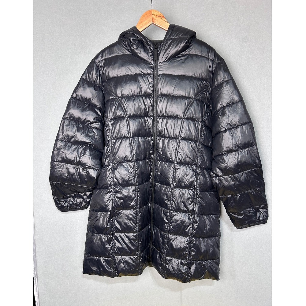 Aventure Puffer Jacket Black XXL Hooded Quilted Full Zip Long Sleeve Outerwear